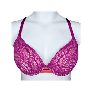 Victoria’s Secret Very Sexy Lightly Lined Plunge Bra sz 38D * Magenta Lace Bra